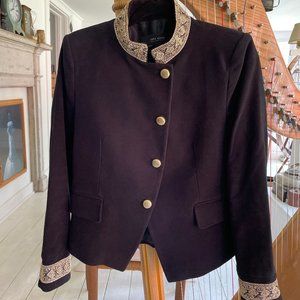 ZARA black velvet & gold passementerie jacket blazer size Large